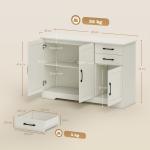 Aparador com 3 Portas Moderno para Sala de Estar com 2 Gavetas Prateleira Ajustável 120x38x79 cm Branco com Efeito Madeira