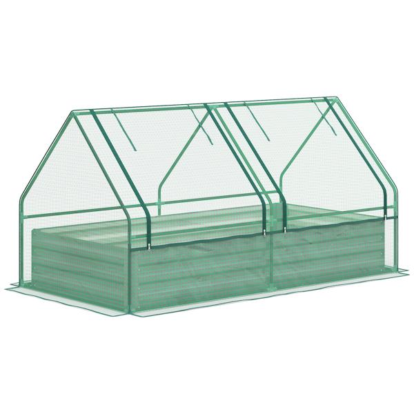 Floreira Exterior Grande com Mini Estufa com Base Aberta para Jardim Terraço Varanda 185x95x92 cm Cinzento e Verde