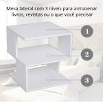 Mesa Auxiliar Mesa de Cabeceira de 2 Níveis com Prateleira de Armazenamento para Sala Quarto Estante 40x40x43 cm Branco