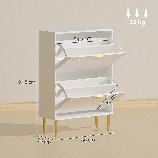 Sapateira Estreita Sapateira para Entrada com Prateleiras Ajustáveis para 12 Pares de Sapatos 60x24x91,5 cm Branco