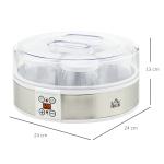 Iogurteira 20W Capacidade 1,26L com 7 Frascos de Cristal de 180 ml Termóstato Ajustável Temporizador de 1 - 48 horas 24x24x13 cm Branco