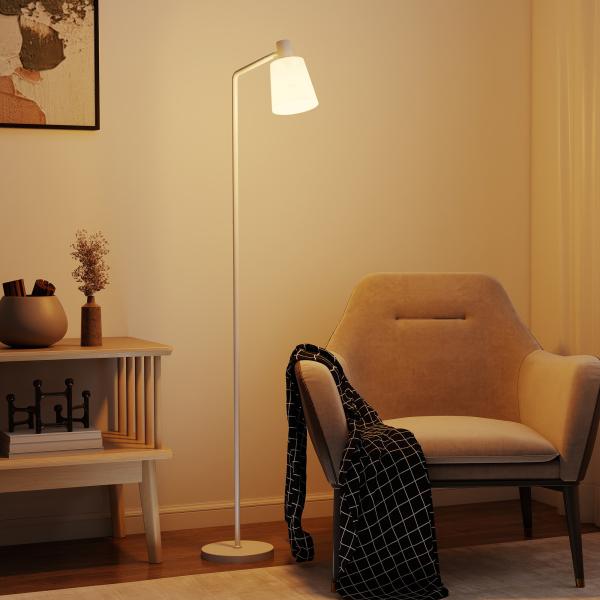 Candeeiro de Pé LED Regulável com Ecrã Giratório 350° 3 Temperaturas de Cor 3000K/4000K/6500K 45x21x148 cm Branco