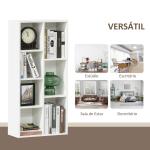 Estante para Livros Estante de Madeira com 7 Compartimentos de Armazenamento Plantas Arquivos para Sala de Estar Dormitório Escritório 50x24x106cm Branco