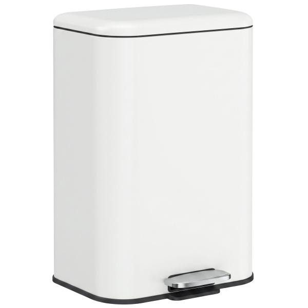 Caixote do Lixo de Cozinha 20 L em Aço Galvanizado com Tampa de Fecho Suave Pedal Balde Interior Amovível e Acabamento Anti - impressões Digitais Creme