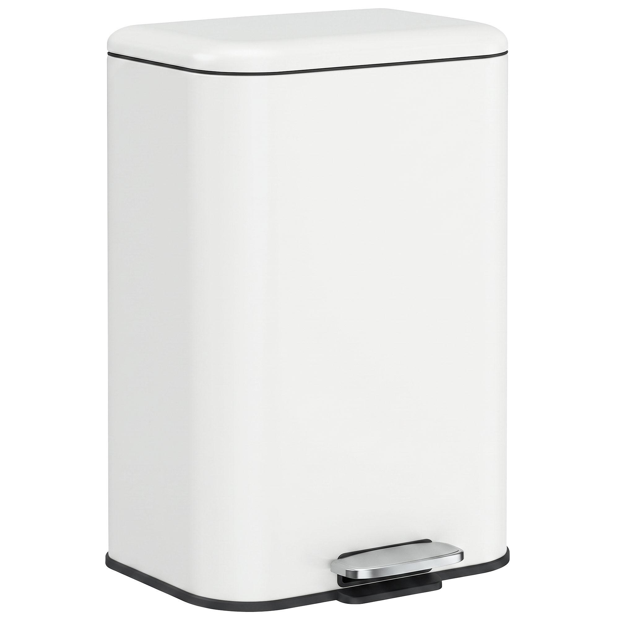 Caixote do Lixo de Cozinha 20 L em Aço Galvanizado com Tampa de Fecho Suave Pedal Balde Interior Amovível e Acabamento Anti - impressões Digitais Creme