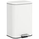 Caixote do Lixo de Cozinha 20 L em Aço Galvanizado com Tampa de Fecho Suave Pedal Balde Interior Amovível e Acabamento Anti - impressões Digitais Creme