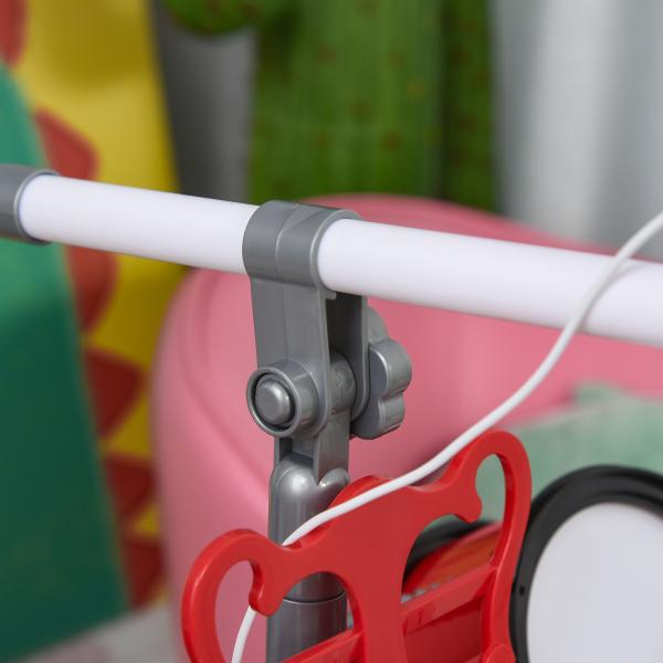 Kit de Bateria Infantil para Crianças Acima de 3 Anos com Tamborete Microfone Pratos Teclado e Vários Efeitos de DJ 77,5x40x76,5 cm Vermelho