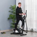 Bicicleta elíptica de fitness com Resistência Magnética Ajustável Tela LCD Sela Ajustável Monitor de Frequência Cardíaca e Volante 3 kg 103x62x151 cm Preto
