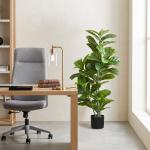 Planta Artificial Ficus 110 cm Planta Artificial com 90 Folhas Musgo e Vaso Planta Artificial Decorativa para Interior e Exterior Verde