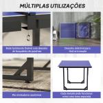 Mesa de Ping Pong Dobrável Mesa de Ping Pong Profissional com Rede e Estrutura de Aço para Interior e Exterior 182x91x76 cm Azul