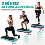 Step para Fitness Antiderrapante Altura Regulável 3 Níveis de 10/15/20 cm para Exercício 110x40x20 cm Multicolor