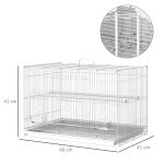 Gaiola para pássaros 60x41x41cm Aviário com 2 poleiros e 3 portas para pássaros pequenos Canários Papagaios de metal branco