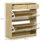 Sapateira Estreito com 2 Compartimentos e 2 Gavetas para 12 Pares de Sapatos 80x30x91,5 cm Carvalho