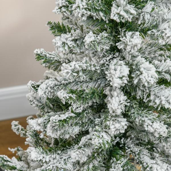 Árvore de Natal Artificial 120 cm com Neve Ignífugo com 200 Ramos Folhas de PVC Abertura Automática Base Dobrável Verde