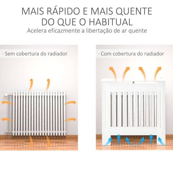 Cobertura Radiador 78x19x81 cm Cobertura para Radiador de MDF com Desenho Moderno e Prateleira Branco