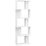Estante de 5 Níveis em Forma de S com 10 Prateleiras para Quarto Escritório Sala 60x24x184,5 cm Branco