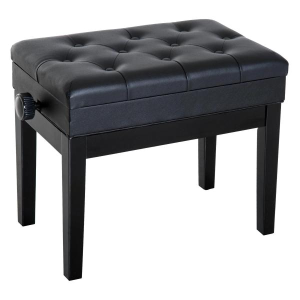 Banco de Piano com Espaço de Armazenamento Altura Ajustável com Assento Acolchoado Carga 200 kg 54,5x33x48 - 58 cm Preto