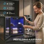 Vinoteca 12 Garrafas, Frigorífico para Vinhos 36 L com Temperatura Ajustável 4 - 16 ℃ Porta de Vidro Duplo Luz LED, Preto