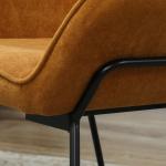 Poltrona Sala de Estar Moderna Poltrona de Leitura com Assento Largo e Acolchoado Estofada em Veludo Pés de Metal 70x67,5x87 cm Marrom