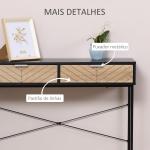 Mesa Consola 100x30x75 cm Mesa de Entrada Moderna com 2 Gavetas de Armazenamento Preto e Madeira