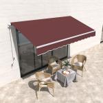 Toldo Manual Retrátil 3,5x2,5 m com Ângulo Ajustável Manivela, Estrutura de Alumínio e Proteção UPF30+ Vinho Tinto