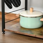 Estante de Cozinha Estante para Microondas com 4 Níveis Ganchos e Pés Ajustáveis Estante de Armazenamento 60x40x125 cm Marrom Rústico