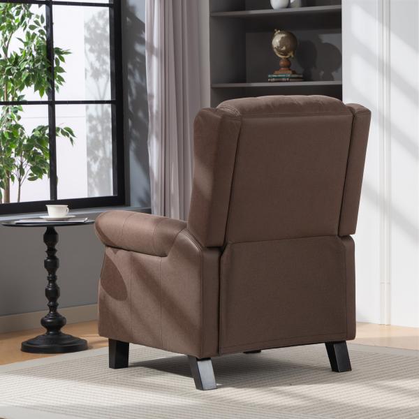 Poltrona Reclinável Manual Poltrona de Couro Sintético com Acolchoamento Espesso até 135º p84x85x104 cm Marrom