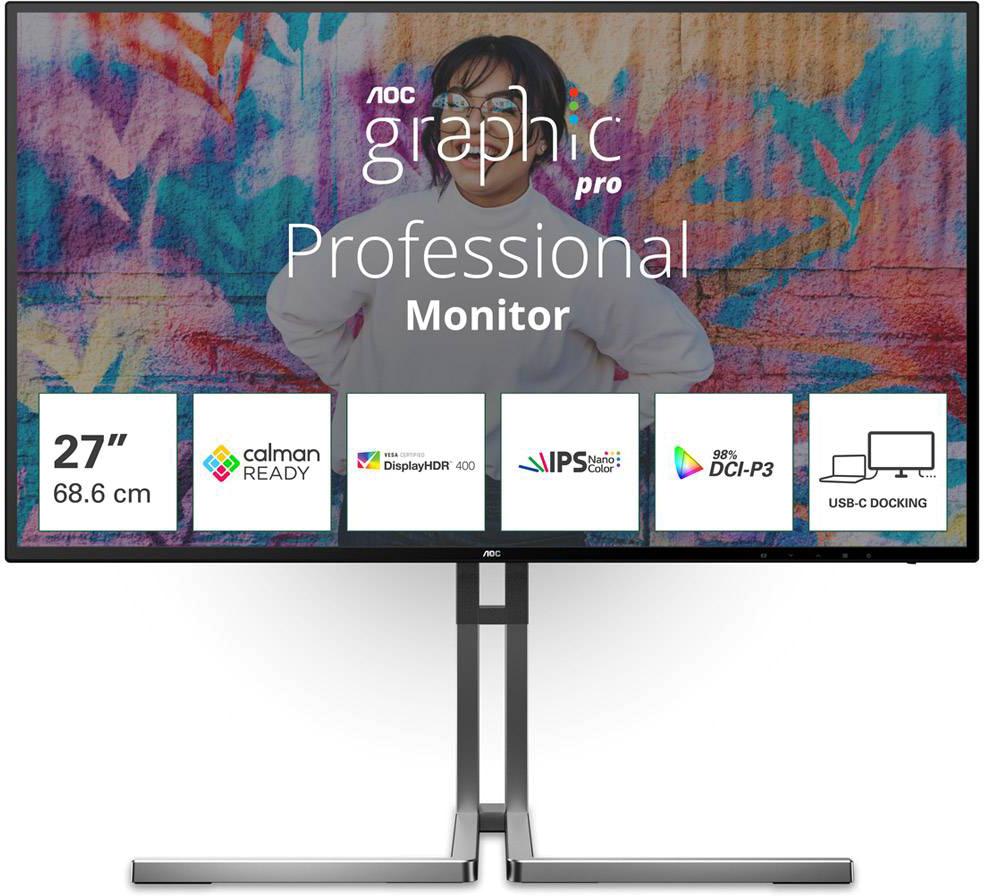 Monitor Graphic Pro U27U3CV IPS W - LED 27 4K UHD 16:9 60Hz VESA Adaptive Sync - AOC