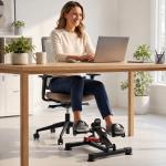 Mini Bicicleta Estática de Exercícios Mini Bicicleta Estática com Altura e Comprimento Ajustáveis Tela LCD Máquina de Pedalar de Mãos e Pernas 33 - 43x40x24,5 - 34,5 cm Preto