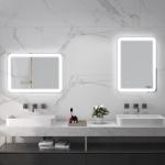 Espelho Casa de Banho com Luzes LED 70x50 cm Função Antiembaciamento 3 Temperaturas de Cor Ajustável e Função de Memória Prata