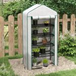 Estufa de Jardim de 5 Prateleiras Estufa Resistente com 1 Porta com Fecho de Correr Anti - UV 90x49x193 cm Branco