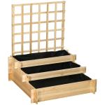 Floreira de 3 Níveis com Treliça Hortal Vertical com Tecido não Tecido para Cultivos de Verduras Flores 95x95x110 cm Madeira