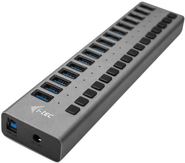 HUB USB 3.0 16 Portas + Adaptador de Energia 90 W (Cinza) - I - TEC