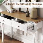 Mesa Consola Consola de Entrada com 2 Gavetas Estilo Francês 100x35x76,5 cm Branco e Marrom Escuro