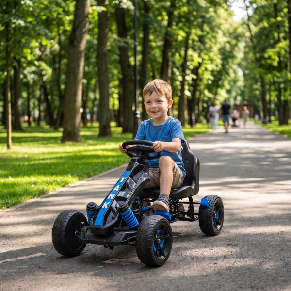 Kart a Pedais para Crianças com Embraiagem Automática Travão e Rodas Antiderrapantes em EVA 100x59x60,5 cm Azul