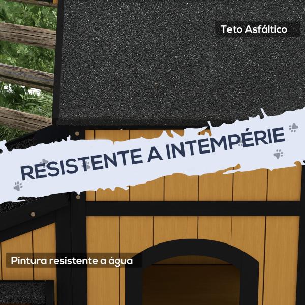 Casa para Gatos de Madeira com Suporte para Flores de 2 Níveis e Teto Asfáltico 96x65x85,5 cm Madeira e Preto