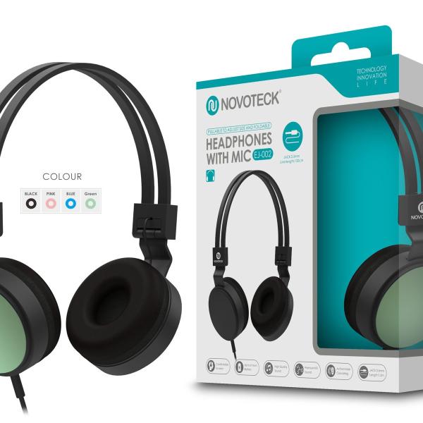 Auscultador com Micro - 120cm - Jack 3.50mm Verde EJ-002