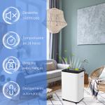 Desumidificador Depósito de Água 6 Litros 20L/Dia com 4 Modos 2 Velocidades Ecrã LED Temporizador 33,5x26x53 cm Branco