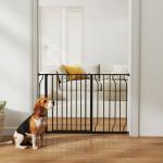 Barreira de Segurança para Cães Extensível para Escadas e Portas 75 - 115 cm com 2 Extensões e 10 - 20 cm Altura 76 cm Preto