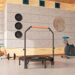 Trampolim Fitness Ø114 Trampolim Dobrável com Pega Ajustável em 4 Níveis Estrutura de Aço Preto e Laranja