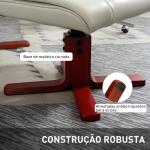 Poltrona Reclinável com Apoio para Pés e Estrutura em Madeira, Suporta 150 kg, Ideal para Quarto, Creme
