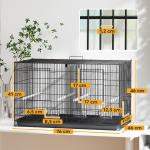 Gaiola para Pássaros com Divisória Gaiola para Aves com 4 Comedouros 4 Poleiros e Bandeja Amovível 76x46x46 cm Preto