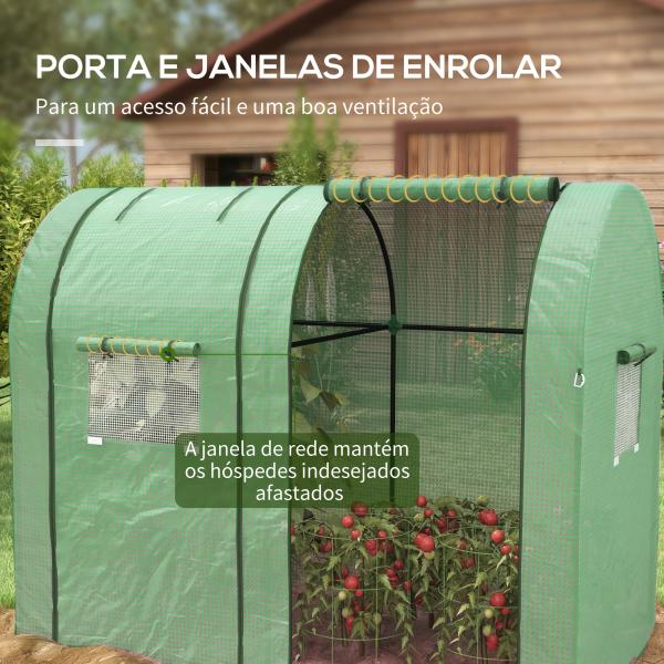 Estufa de Jardim Estufa Resistente com 4 Janelas Anti - UV para Cultivo de Plantas em Terraço Pátio 185x94x150 cm Verde