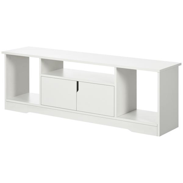Móvel de TV para Televisores de até 42” Móvel de Sala de Estar Moderno com Armário de Dupla Porta e 3 Compartimentos Abertos 120x30x41cm Branco