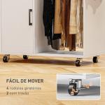 Móvel de Engomar Roupa com Rodas e Suporte Lateral Móvel com Tábua de Passar Barra para Roupa Prateleira 127,5x43,5x153 cm Branco
