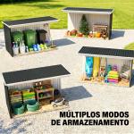Abrigo de Jardim 280x130x172cm Abrigo de Exterior de Aço Galvanizado com Porta Corredeira e Ventilações Cinza Escuro
