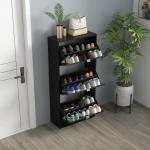 Armário de Sapatos Moderno Sapateira para Corredor Entrada com 6 Prateleiras de Armazenamento Espaço de Exibição 60x26x124cm Preto
