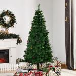 Árvore de Natal Artificial 180cm Ignífugo com 624 Ramos 48 Decorações Folhas de PVC e Suporte Metálico Verde