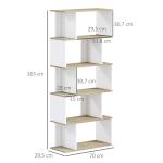 Estante para Livros Estilo Nórdico Estante com 5 Prateleiras Anti - Tombo Carga 25 kg 70x29,5x163 cm Branco e Madeira