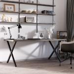 Conjunto de 2 Pés para Mesa Estilo Industrial 80x72cm em Forma de X Pés para Móveis de Aço com Protetores e Parafusos de Montagem Incluídos Preto